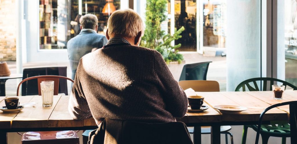 Elderly man at coffee shop