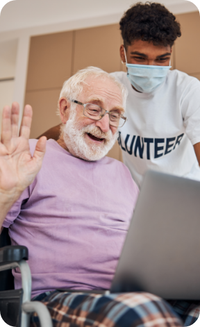 Elderly man with live-in carer