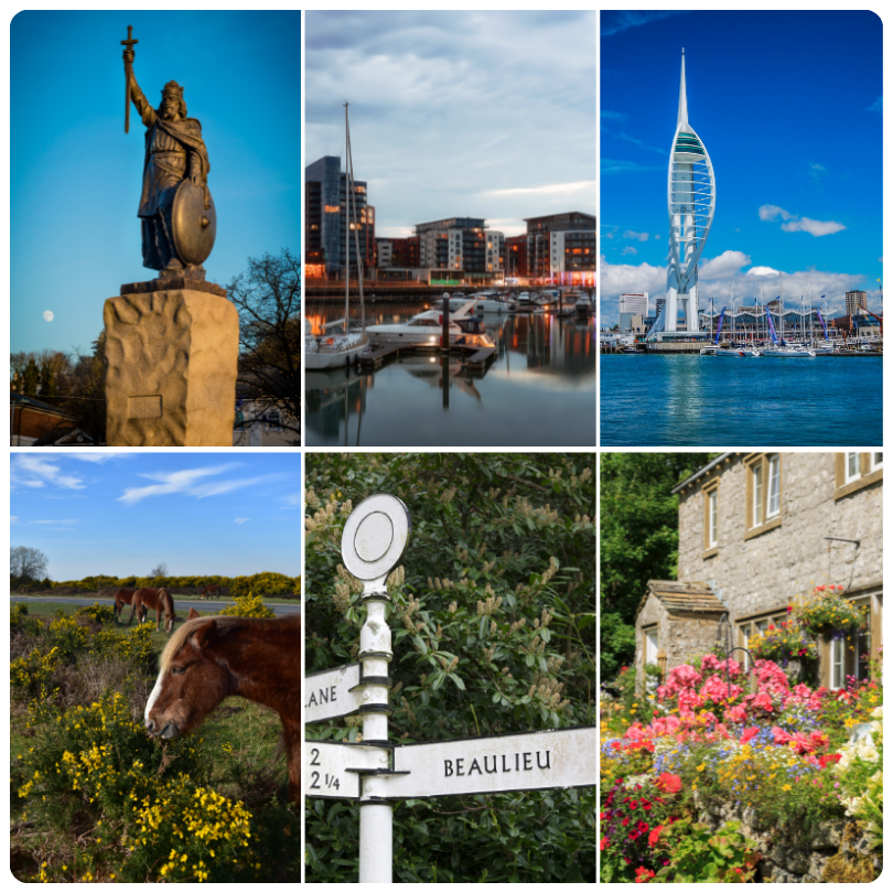 Hampshire landmarks in Winchester, Portsmouth, Southampton, New Forest