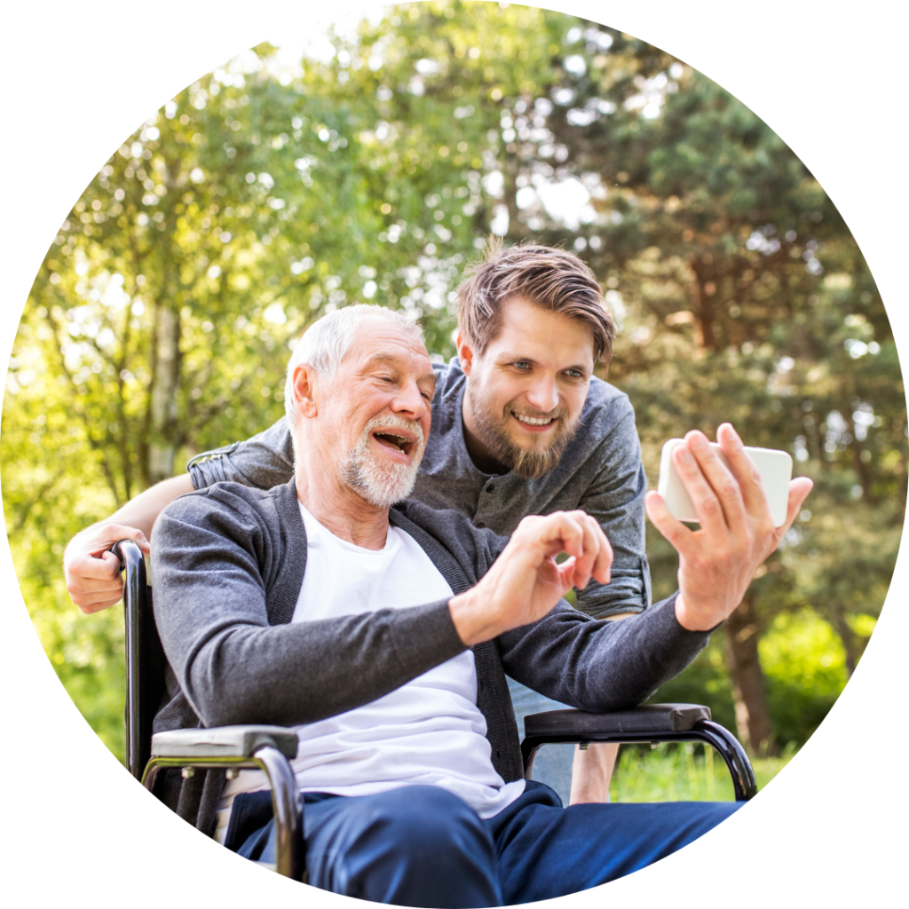 Elderly man with live in carer