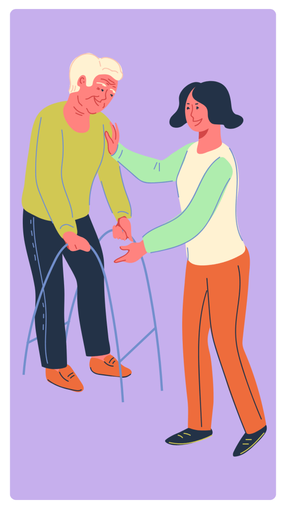Illustration of Live in carer with client
