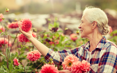 Elderly woman gardening