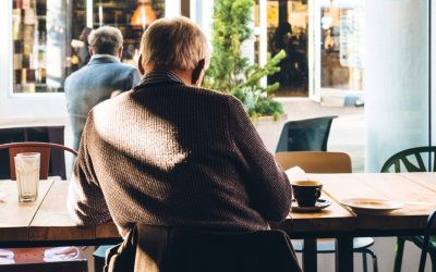 Elderly man at coffee shop