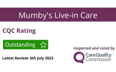 What is a CQC outstanding rating for live-in care agencies and why is it important?