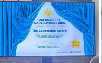 Nancy Wins Oxfordshire Care Leadership Award